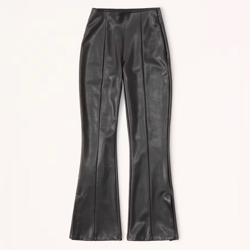 Abercrombie and Fitch, Vegan Leather Split-Hem Pants, Black, 31L, never worn.